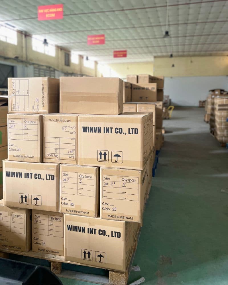 Loofah products packed into labelled export cartons